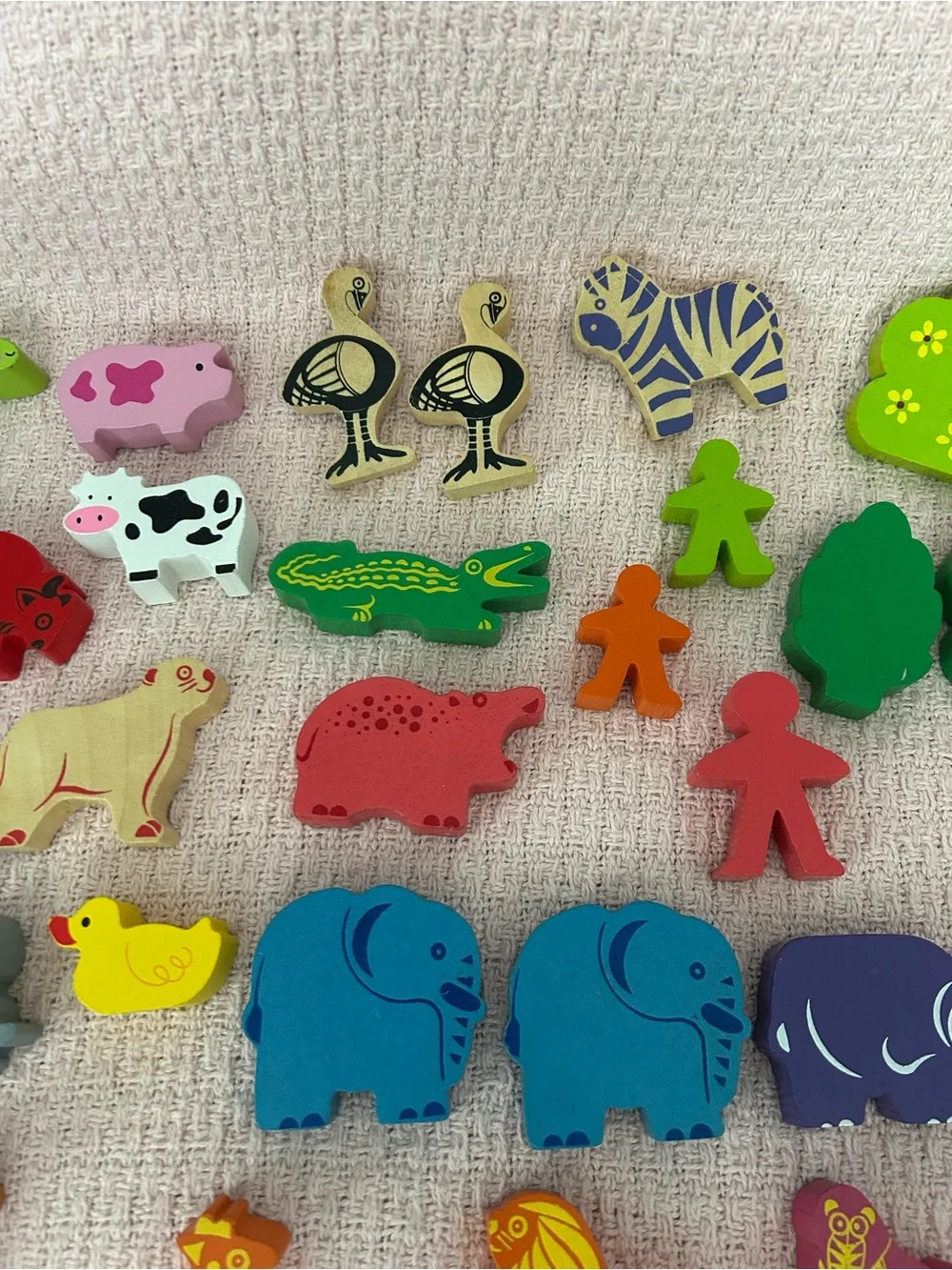 Colorful Wooden Animal and Tree Toy Set